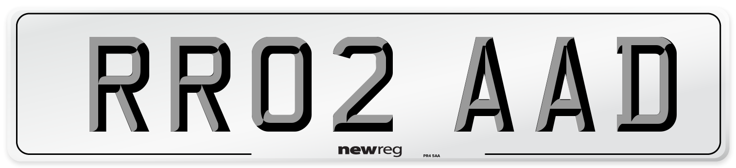 RR02 AAD Number Plate from New Reg